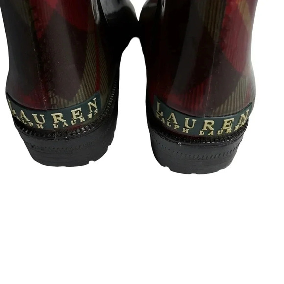 Lauren Ralph Lauren Plaid Rossalyn II Knee High PVC Rain Boots 6B - Picture 3 of 14